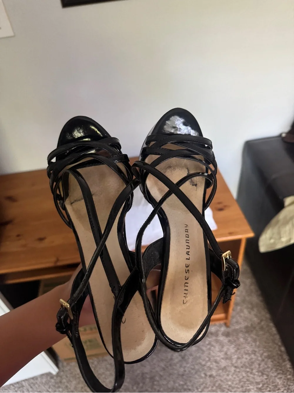 Glossy Black Chinese Laundry Teaser Heel